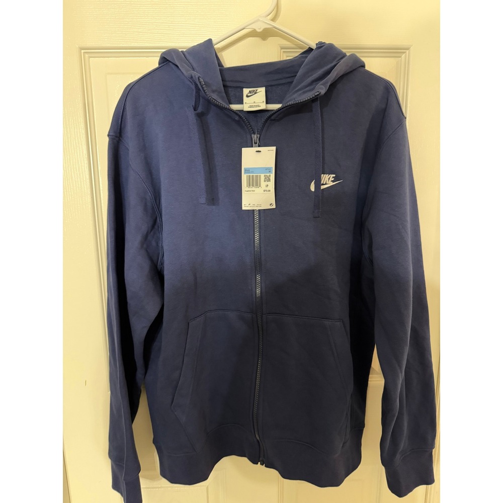 Nike Mens Sportswear Club Fleece Full-Zip Hoodie Navy Blue Size M (0085)
